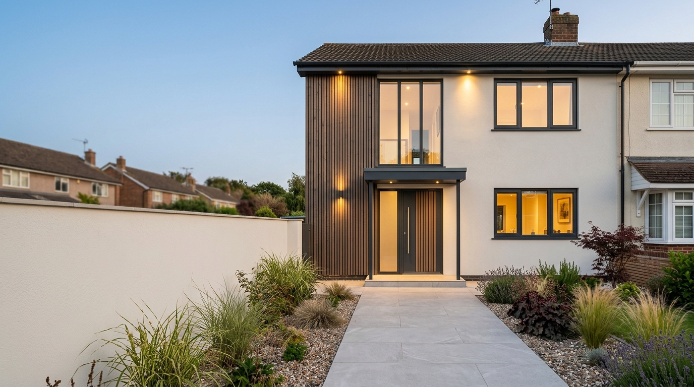 Architectural residential façade renovation concept